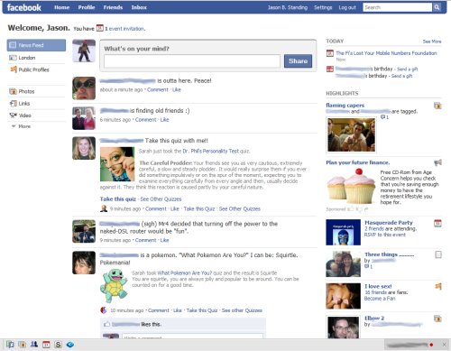  I have to state that I'm not in favour of the new facebook layout, 